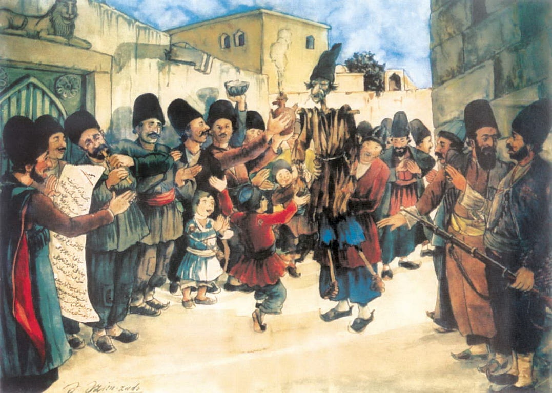Children jumping over fire during Novruz Bayram in Azerbaijan