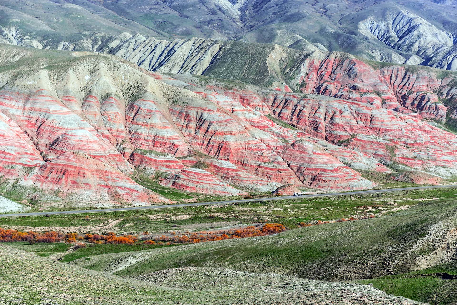 Unique striped patterns of the Candy Cane Mountains