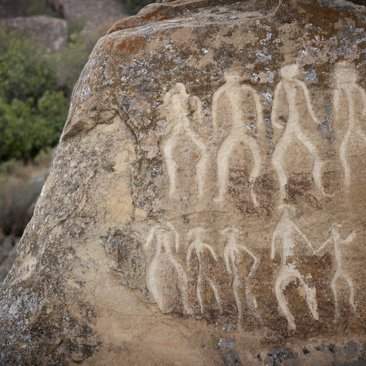 Ancient rock carvings at Gobustan National Park