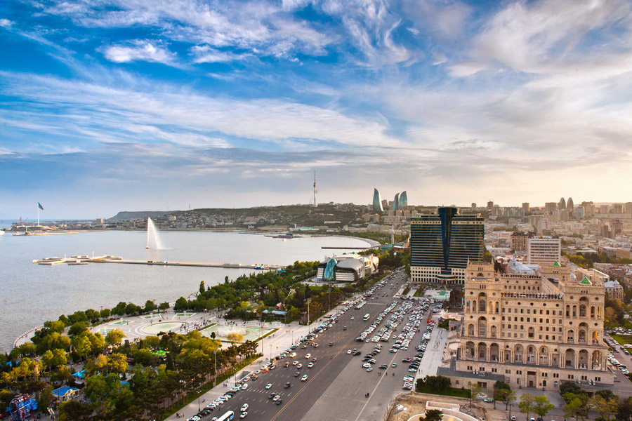 Baku – A dynamic city blending ancient heritage with modern architecture.