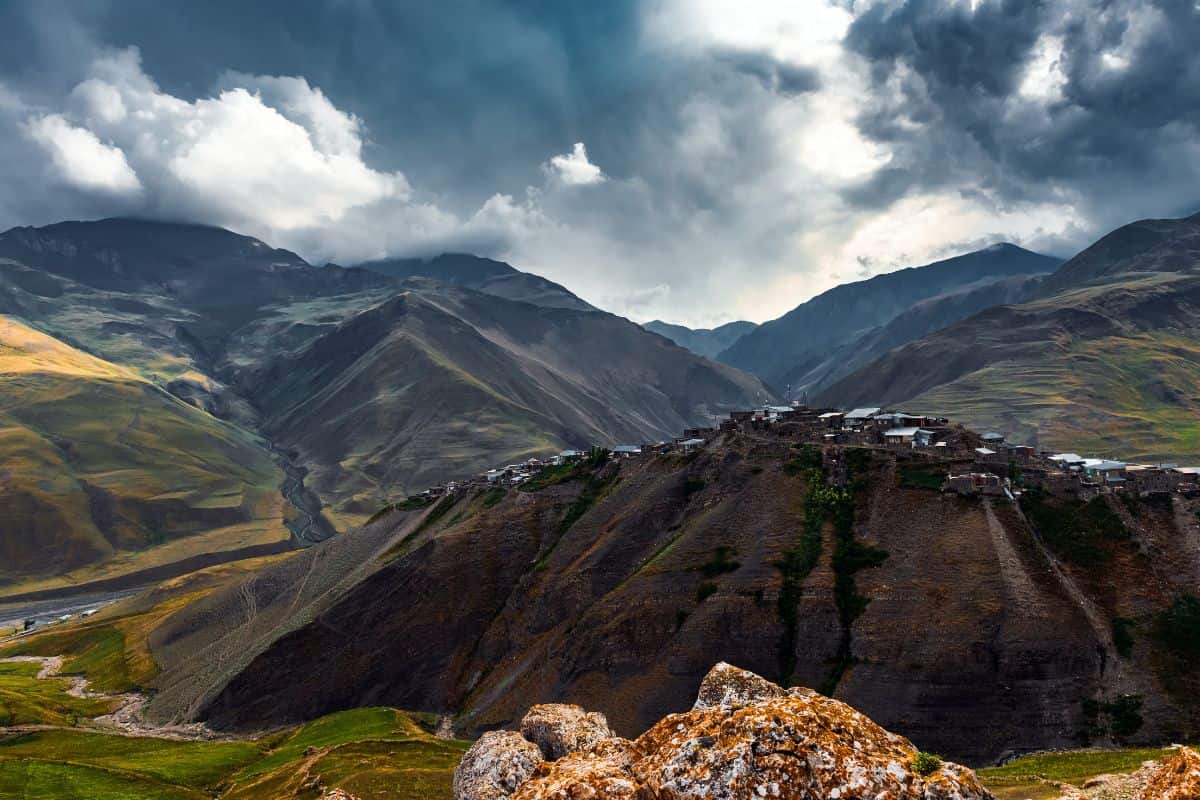 Stone houses of Khinalig showing unique mountain architecture